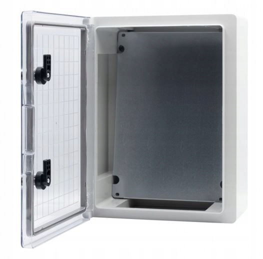 Skříň z plastu Abs IP65 šedá 300 x 400 x 170 mm, průhledné dveře