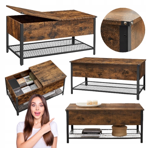 Pomocný stolík s vyvýšenou doskou pod notebook Loftová rozkladacia lavica