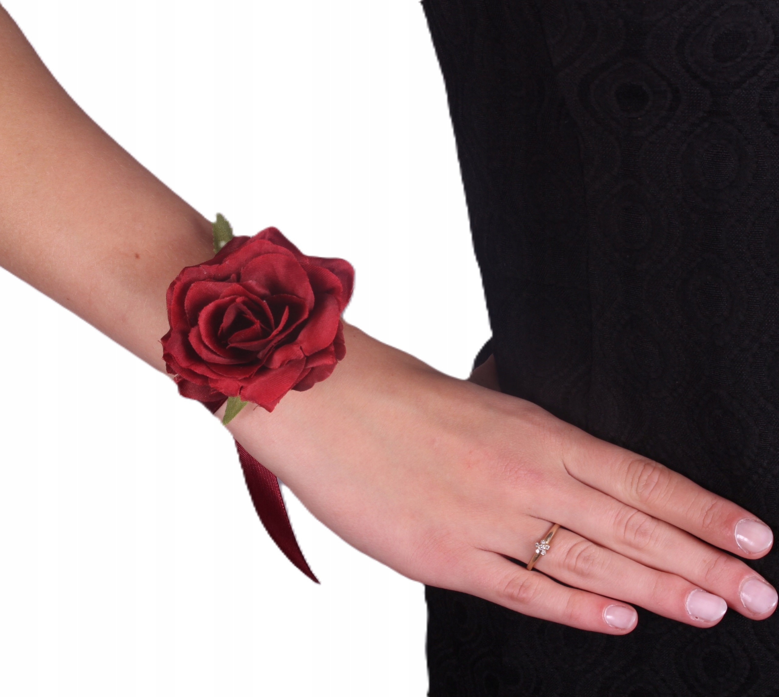 Kotylion przypinka róża materiałowa bordo czerwona studniówka bal panieński Marka inny