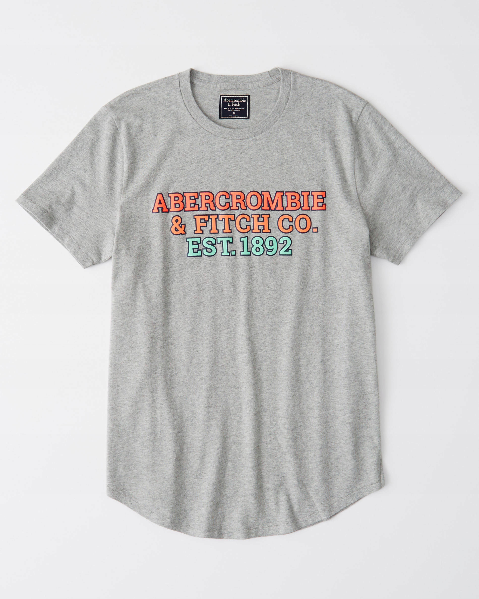 ABERCROMBIE Hollister T-Shirt Koszulka Logo USA M Dekolt okrągły