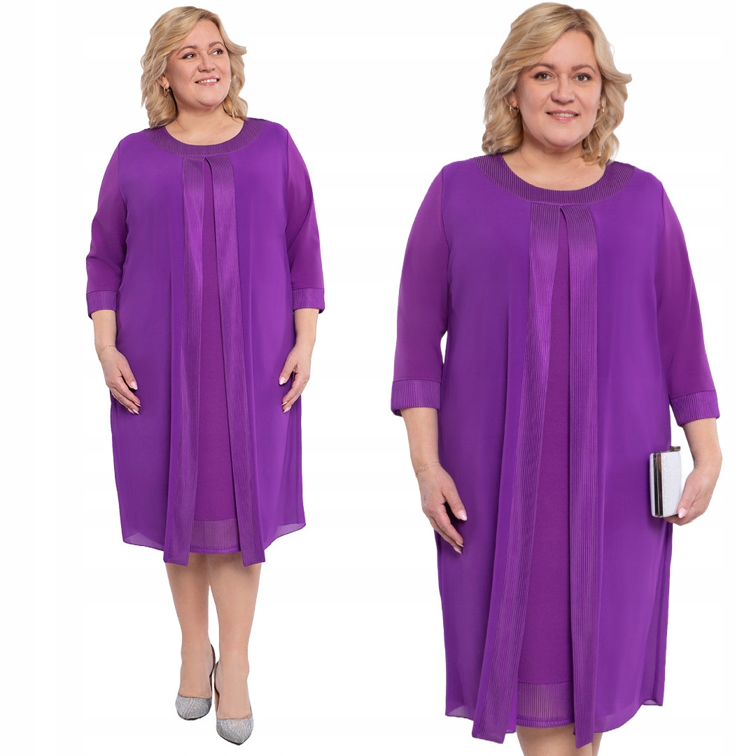 Fialová lesklá šaty s plisováním 60