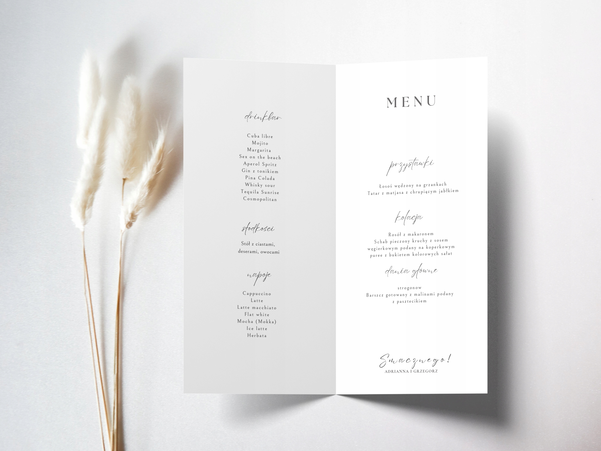 Menu weselne składane matowe EAN (GTIN) 5902010083804