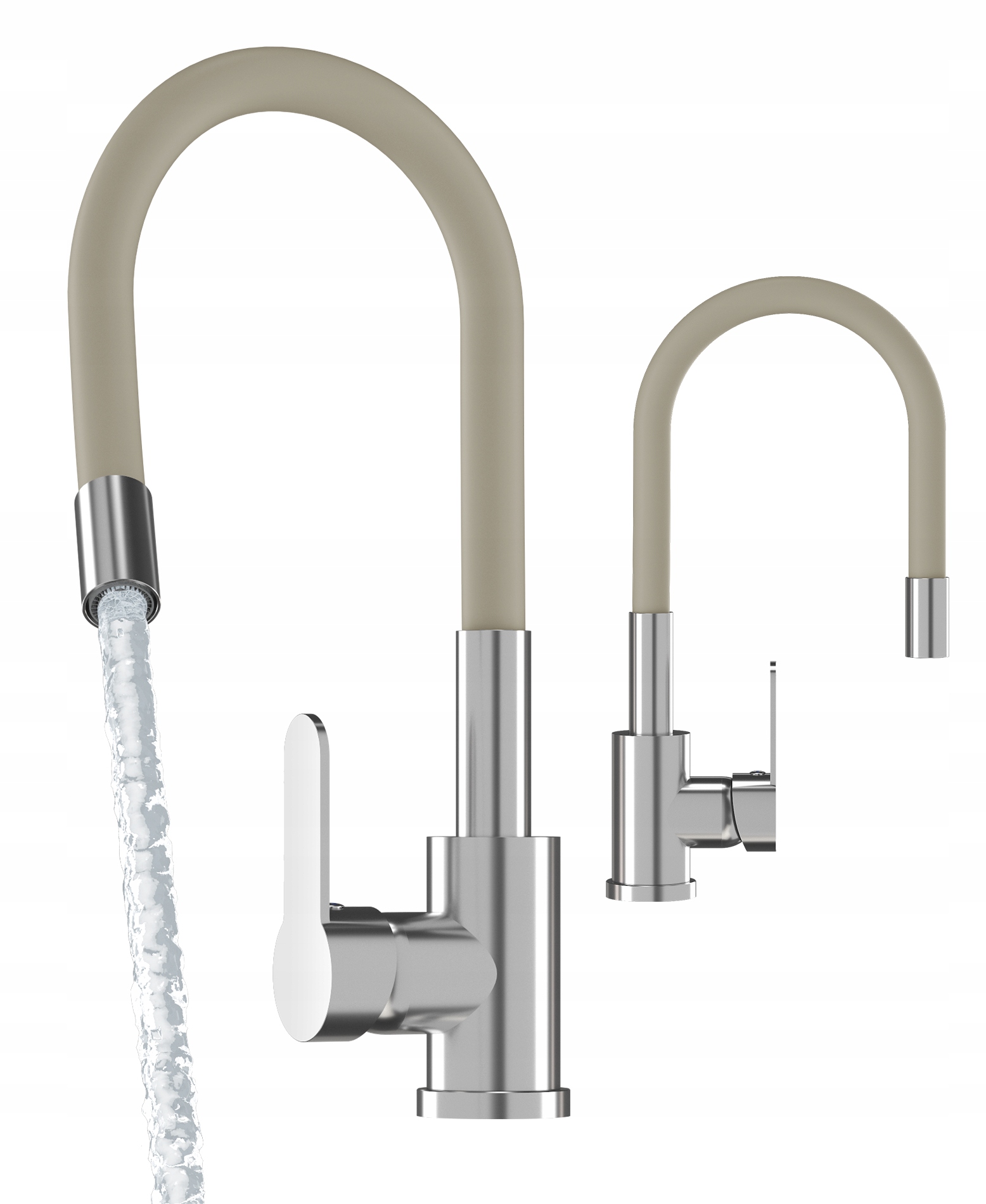 Kuchynská Batéria Béžová, Flexibilný Kohútik Do Umývadla, Výtokové Rameno