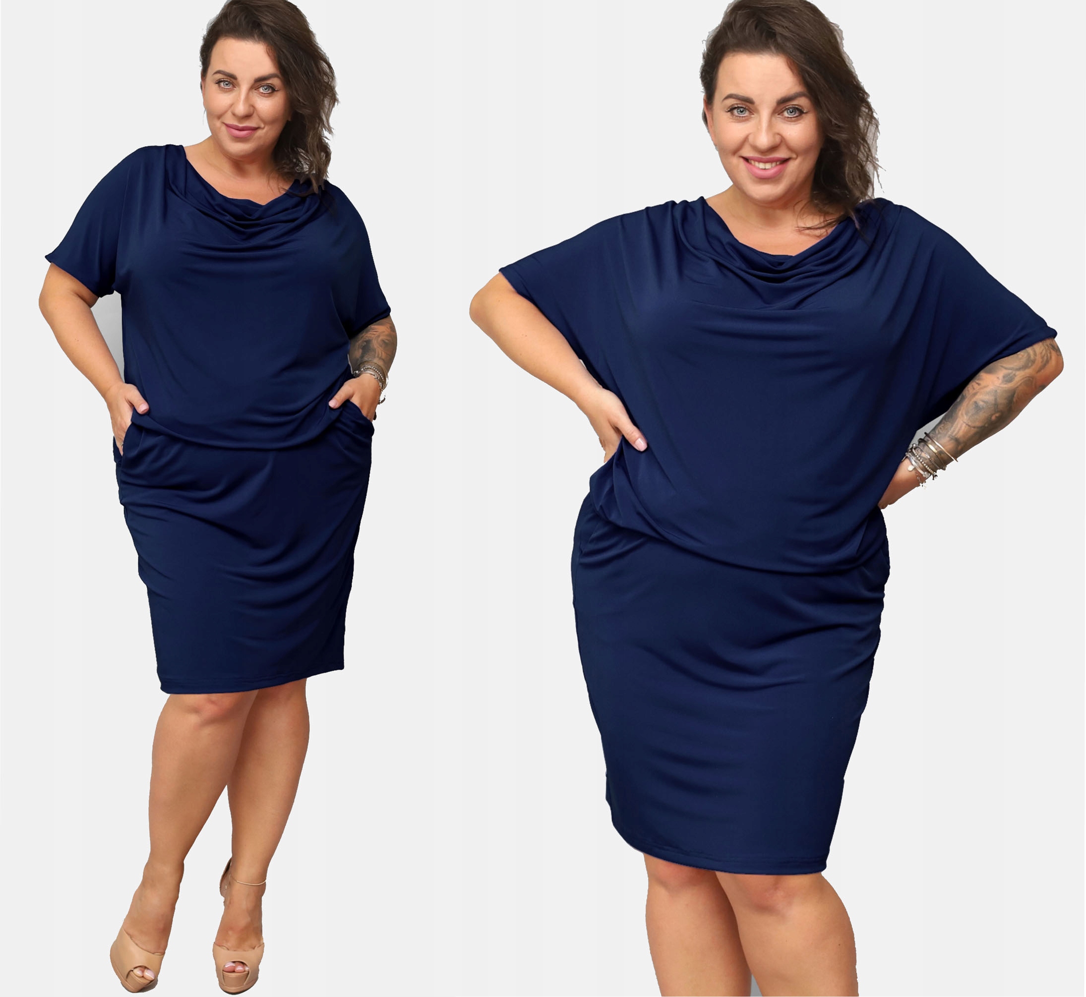 Šaty zeštíhlující Zakrývací Břicho Plus Size Barvy (44-54) 48 X XXXL