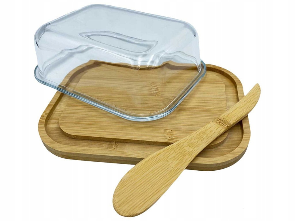 Maselniczka szklana z nożykiem Kassel 93564 bambus Stan opakowania oryginalne