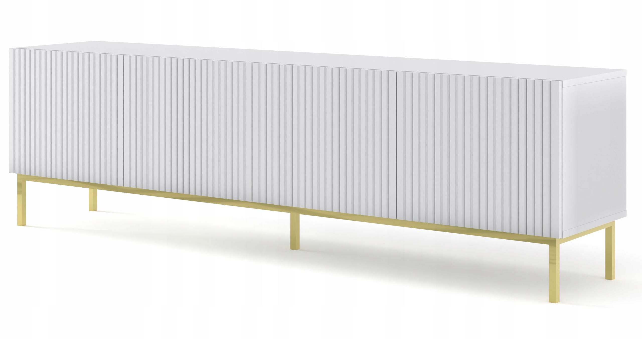 Szafka RTV Ravenna B 200 cm 4D frez biały mat rama