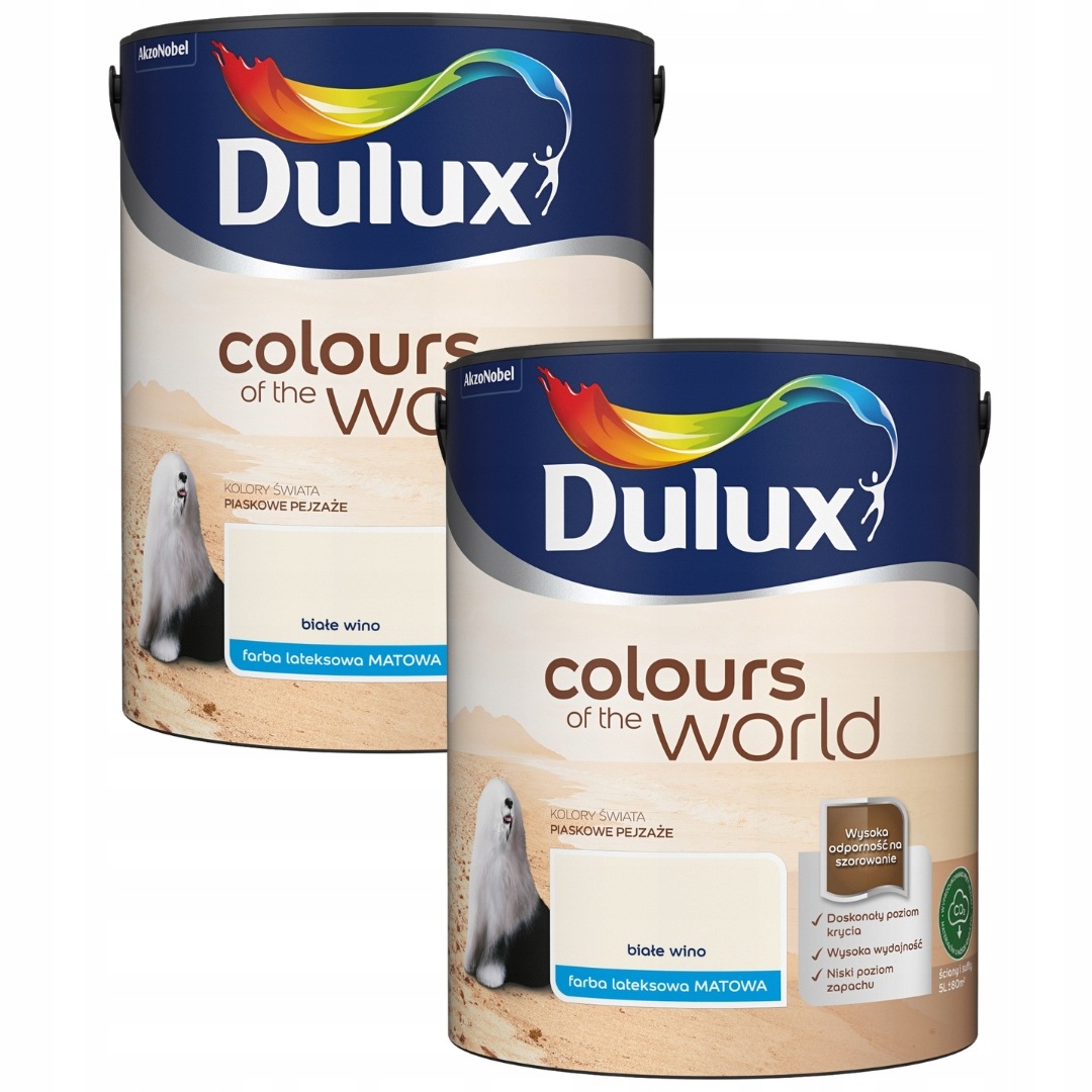 Set Dulux Barvy Světa 2x5L Barva Latexová Emulze Bílé Víno 10L
