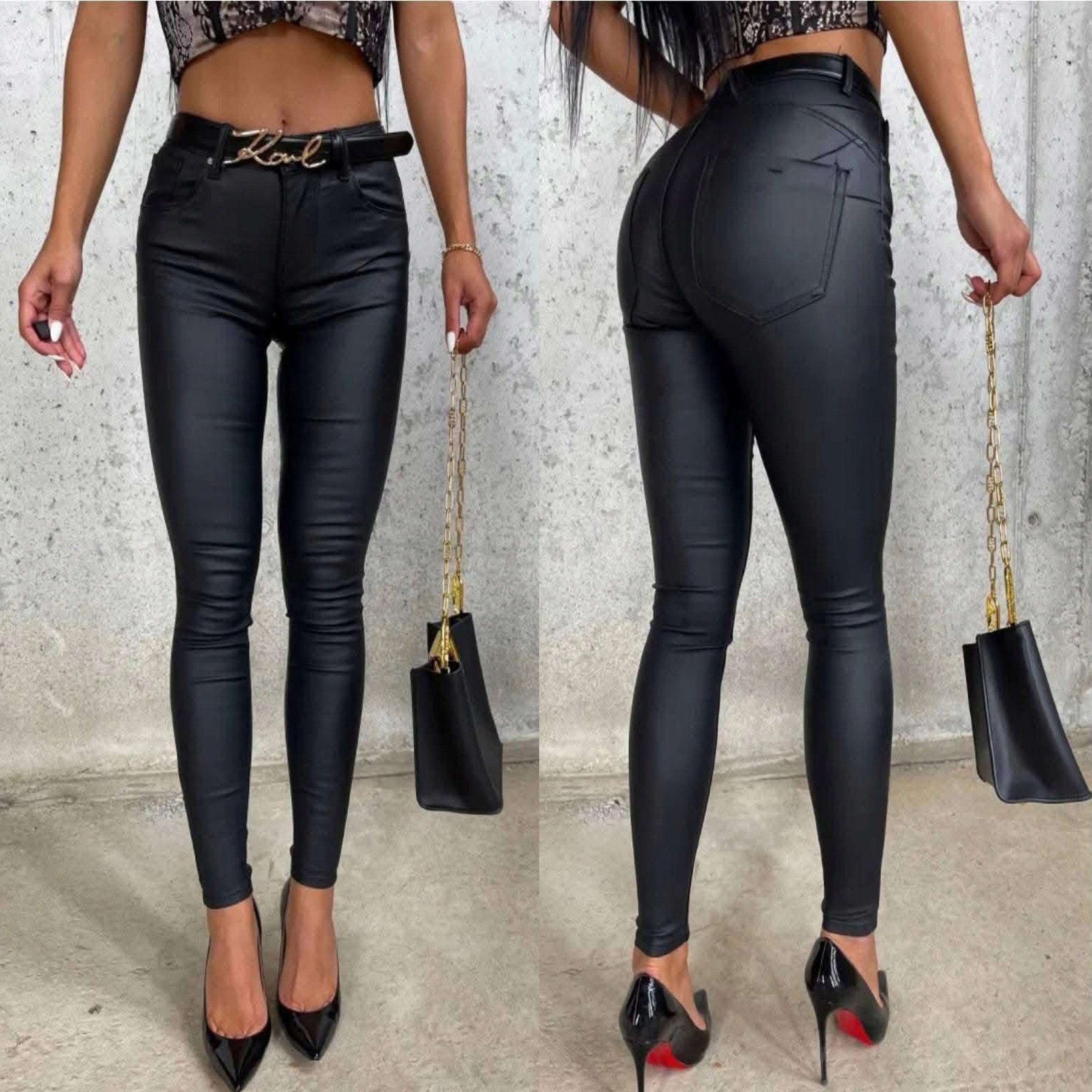 Najmodniejsze woskowane spodnie M.Sara M Sara półmat skórzane PushUp FB90M