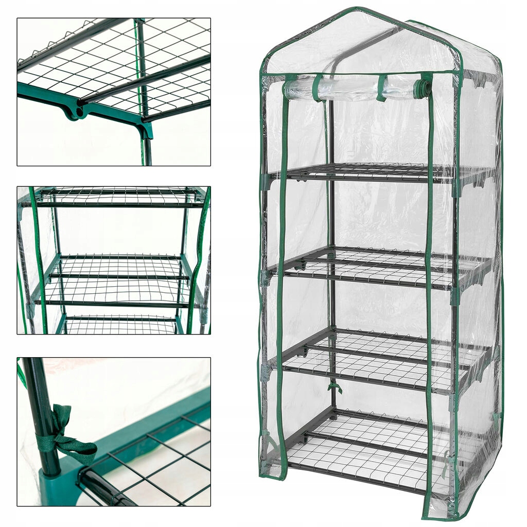 Mini Zahradní Balkonový Skleník 4 Police Vertikální Fólie 160x69x50 cm