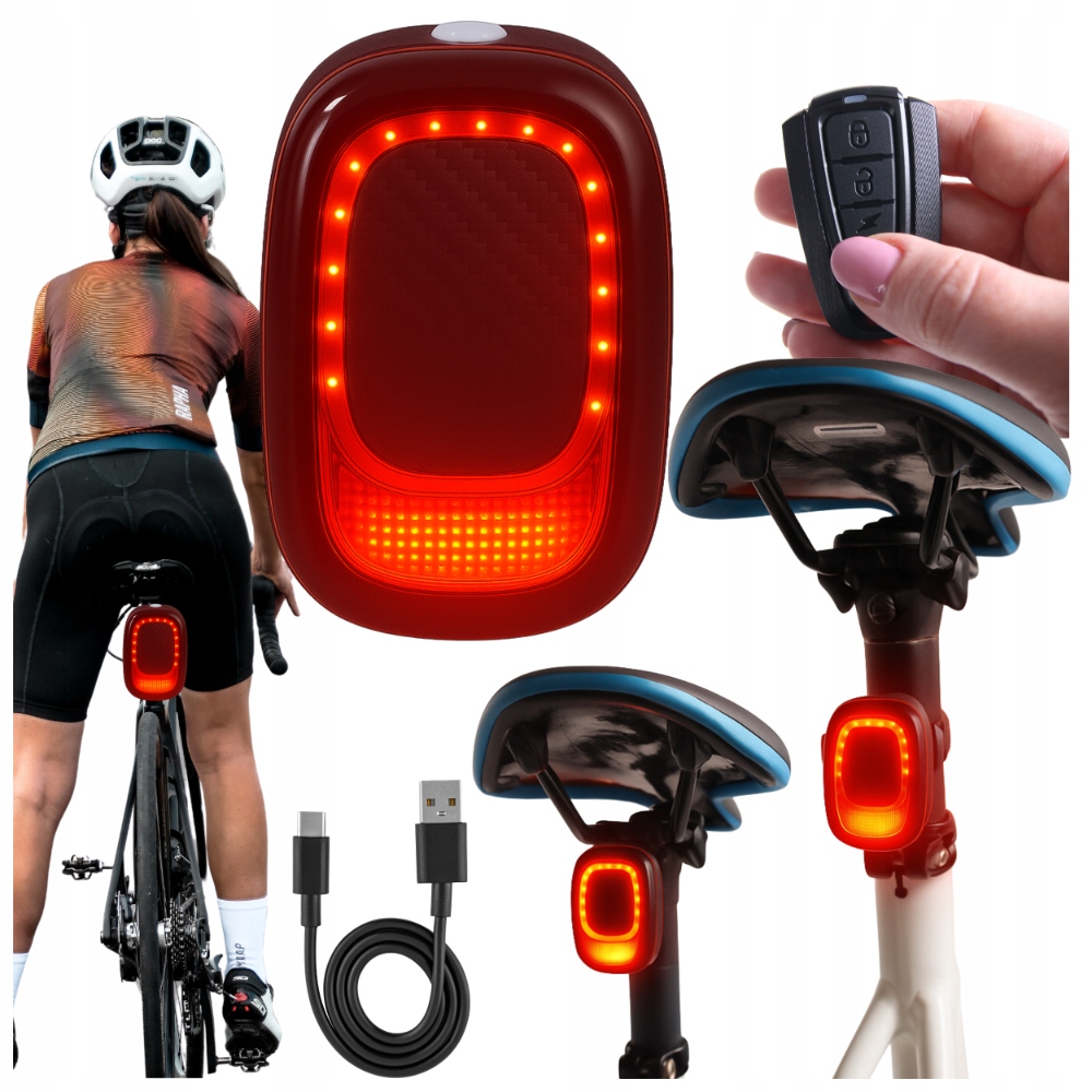 Zadní světlo na kolo Usb brzdové světlo s alarmem a zvonkem 4 režimy jízdního kola