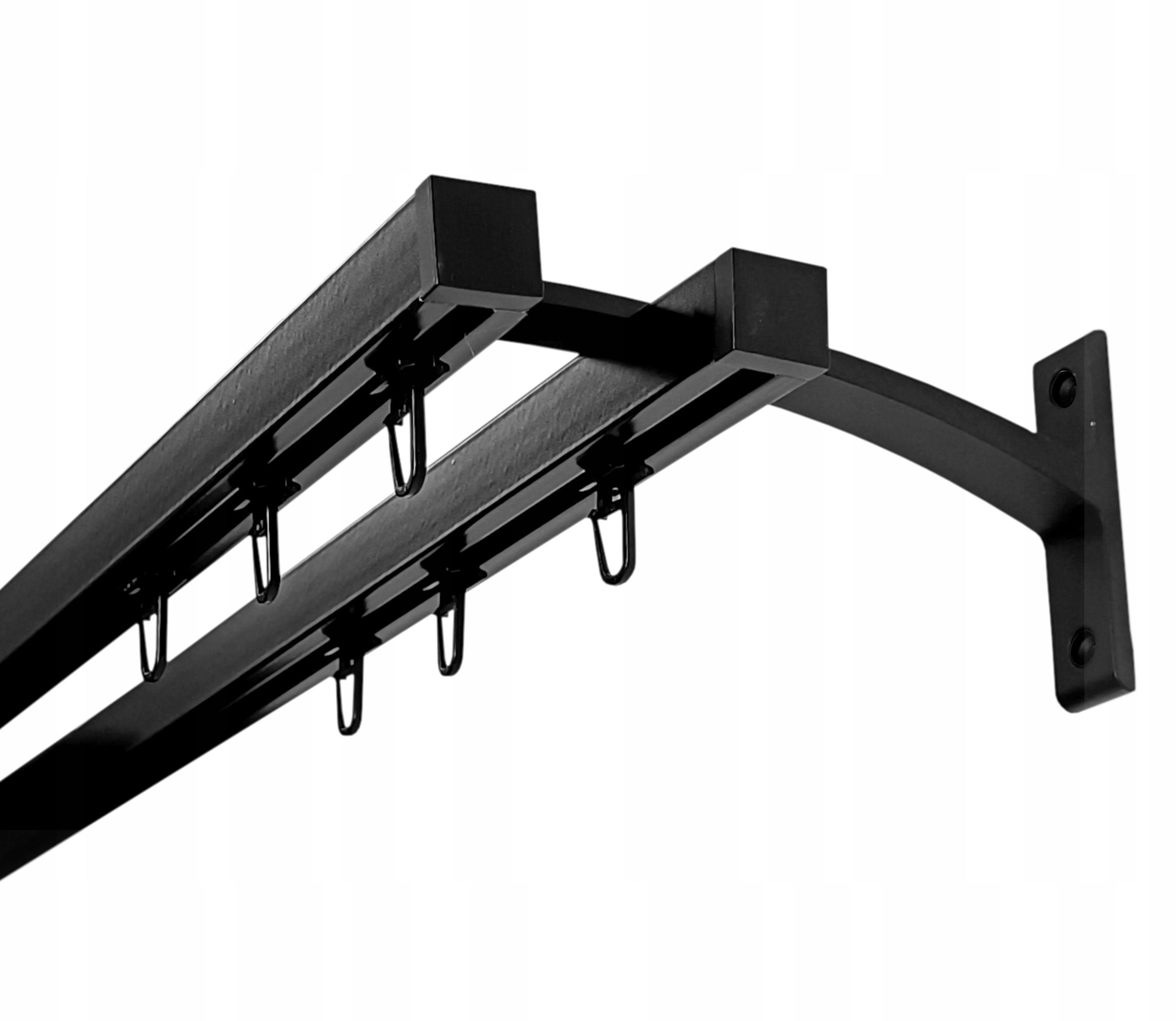 Dvojitý hliníkový záves Kwadro 20+20 mm 300 cm, čierny, komplet sponiek