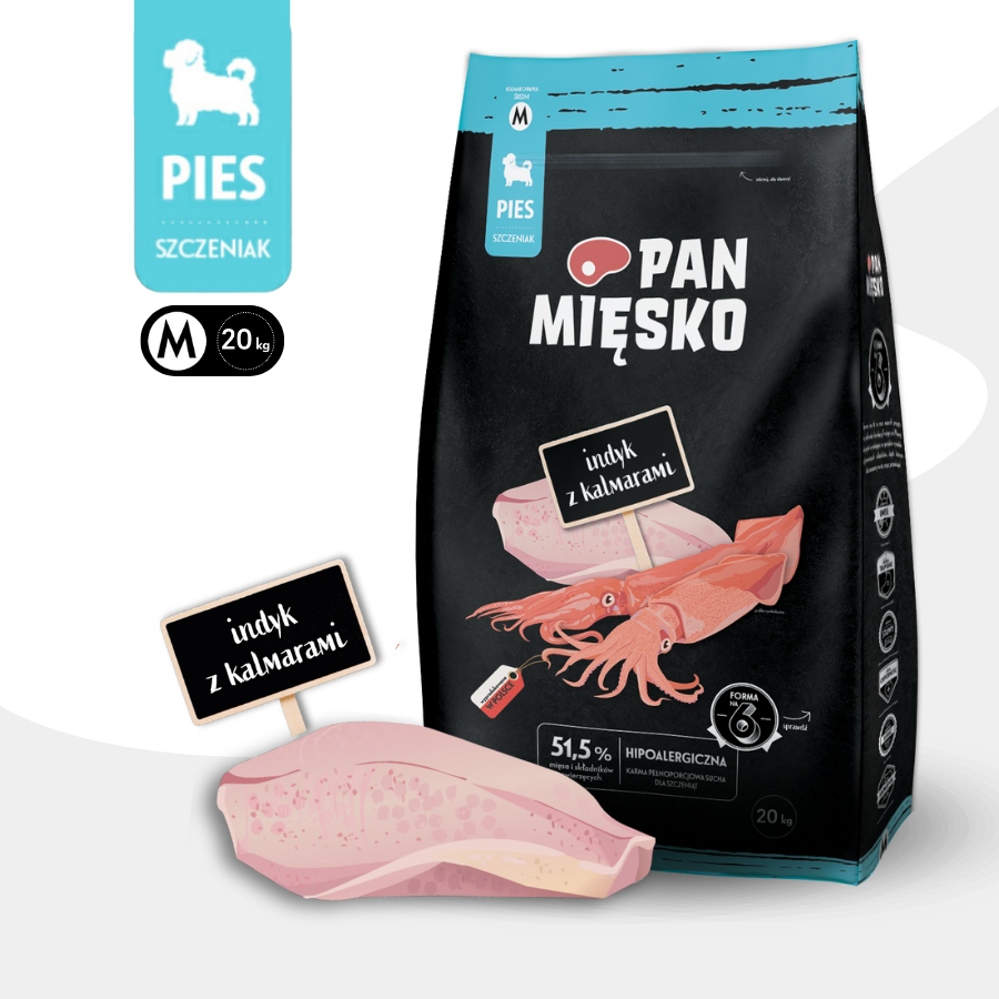 Pan Mięsko Karma sucha dla psa Szczeniąt Indyk Owoce Morza Witaminy 20kg