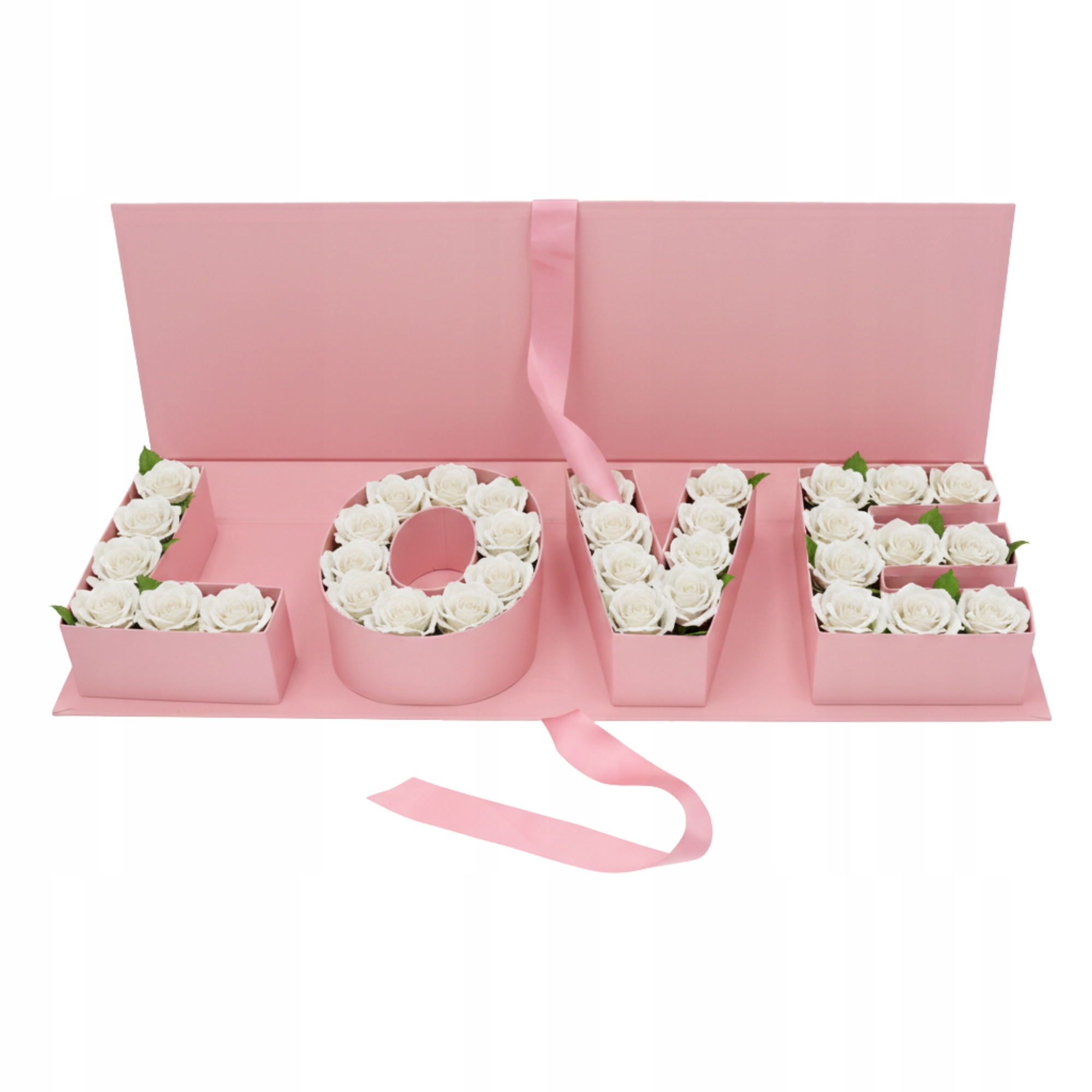 Velký květinový box s nápisem Love, krabička na květiny, dárek k Valentýnu, 65 cm