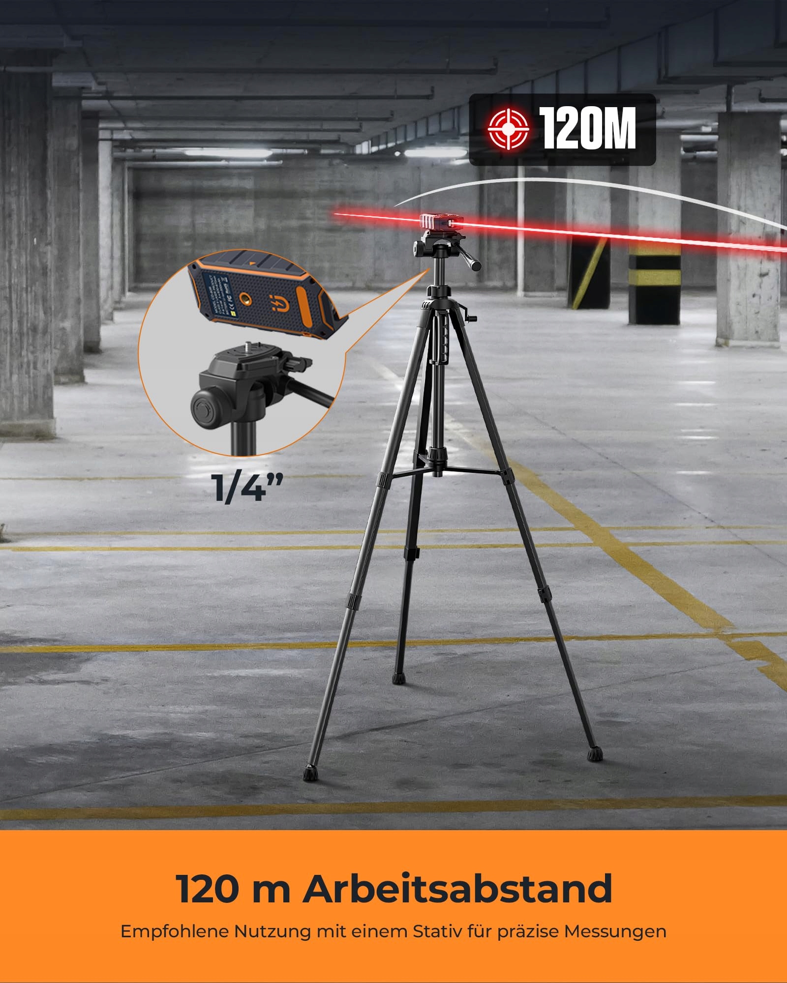 CIGMAN Dalmierz Laserowy Dwukierunkowy 120m USB Wbudowana Poziomica — miniatura 3