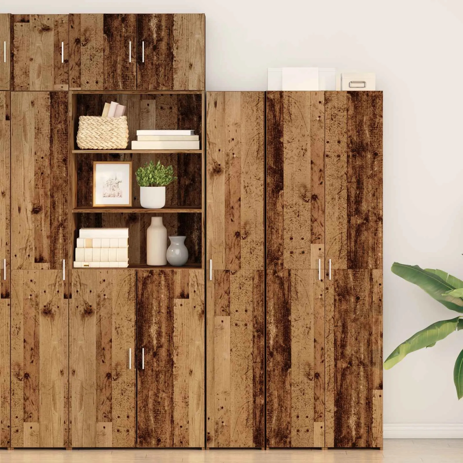 vidaXL Vysoký bufet 2 pcs Staré dřevo 30 x 42,5 x 185 cm