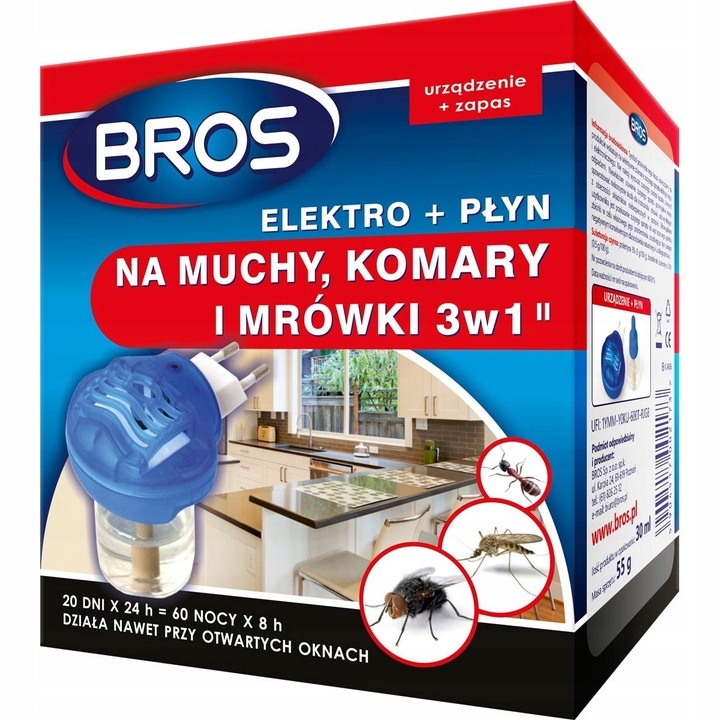 

Urządzenie Elektro płyn 3w1 na komary muchy Bros