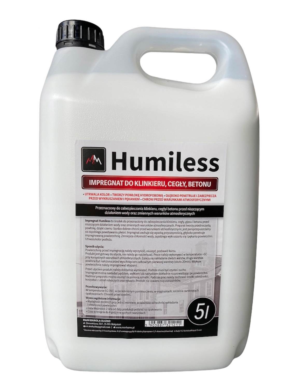 Impregnat do klinkieru cegły M&M Humiless 5 l