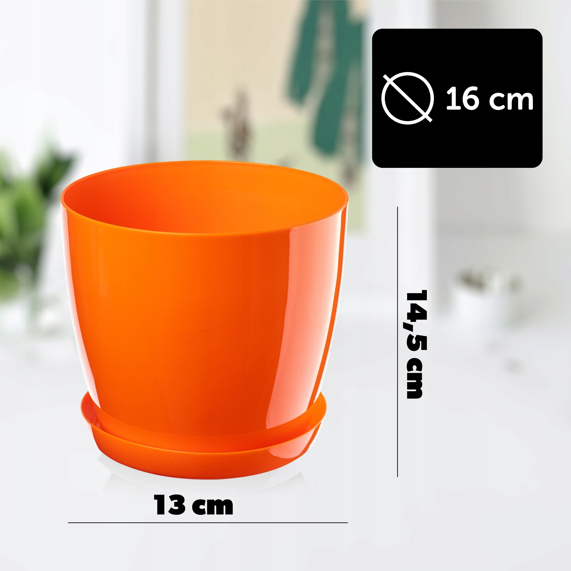 DONICZKA Z PODSTAWKĄ PLASTIKOWA OSŁONKA DONICA 16cm POMARAŃCZOWA KADAX Marka Kadax