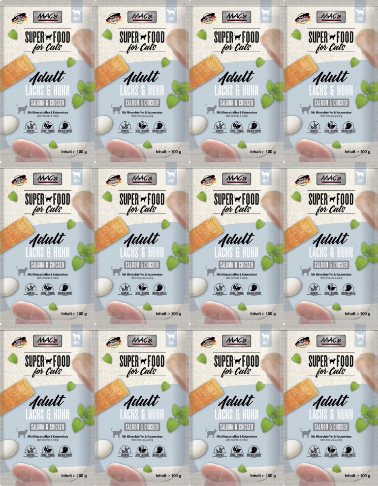 Levně MAC's Cat kapsička Losos, Drůbež 12 sáčků 100 g