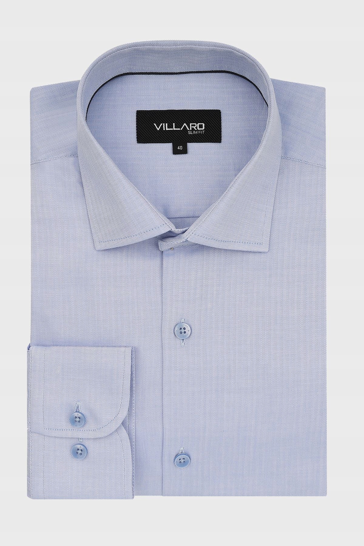 Modrá pánská košile Vzor jedle 46-176/182 Slim Fit
