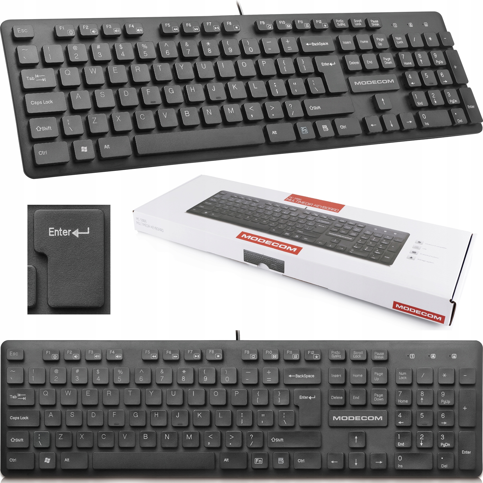 KLAWIATURA PRZEWODOWA USB DUŻY ENTER KLAWIATURA NUMERYCZNA LEKKA DOM BIURO Producent Modecom