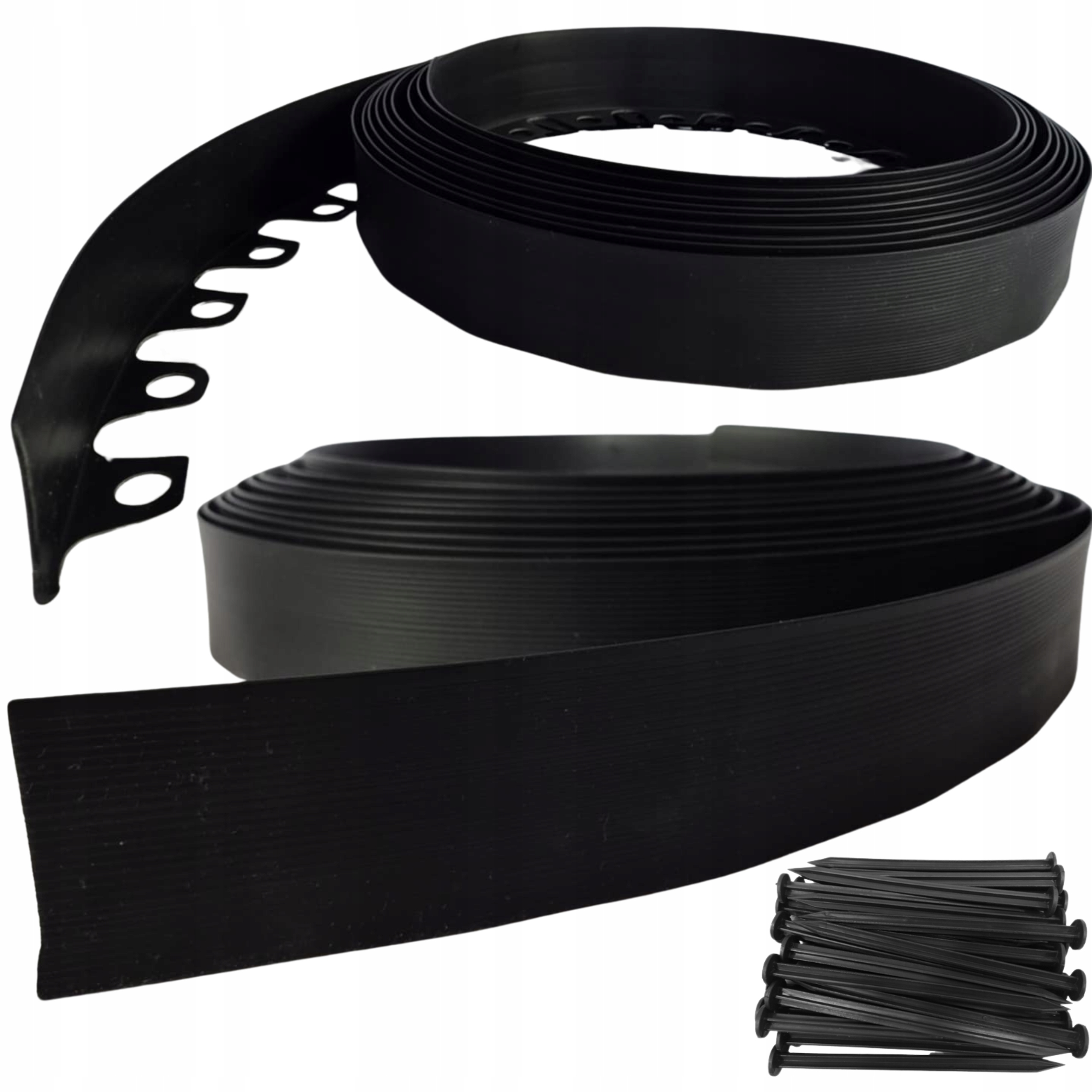Obrzeże Ogrodowe Trawnikowe Plastikowe Elastyczne Czarne 6cm 2x10m +Szpilki