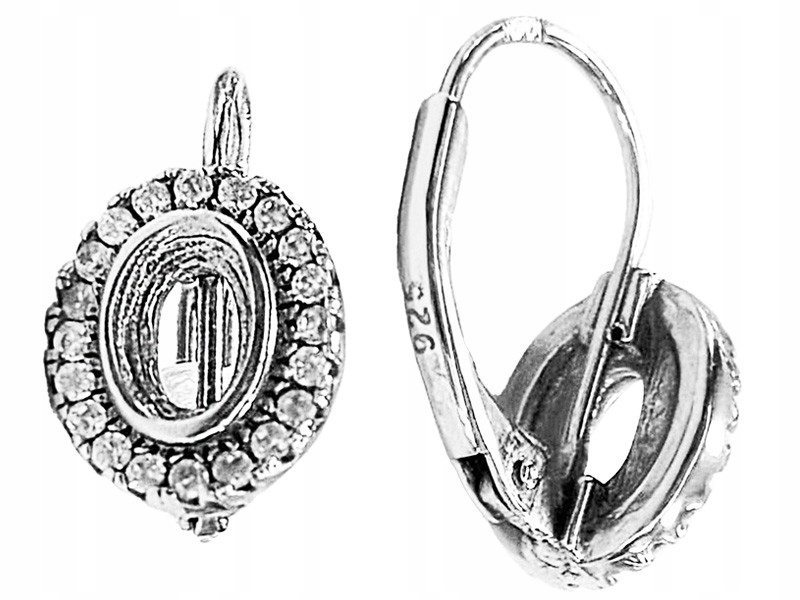 Stříbrné náušnice 925 oválné pneumatiky s bílými zirkony jako dárek k dárek