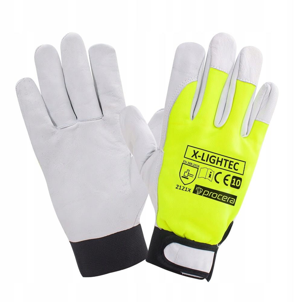 

Rękawice robocze skórzane rzep X-lightec Hi-vis 9