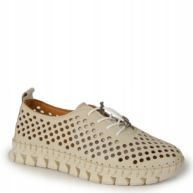 Boccato 0636-2005 Béžové Ažurové Kožené Tenisky 36