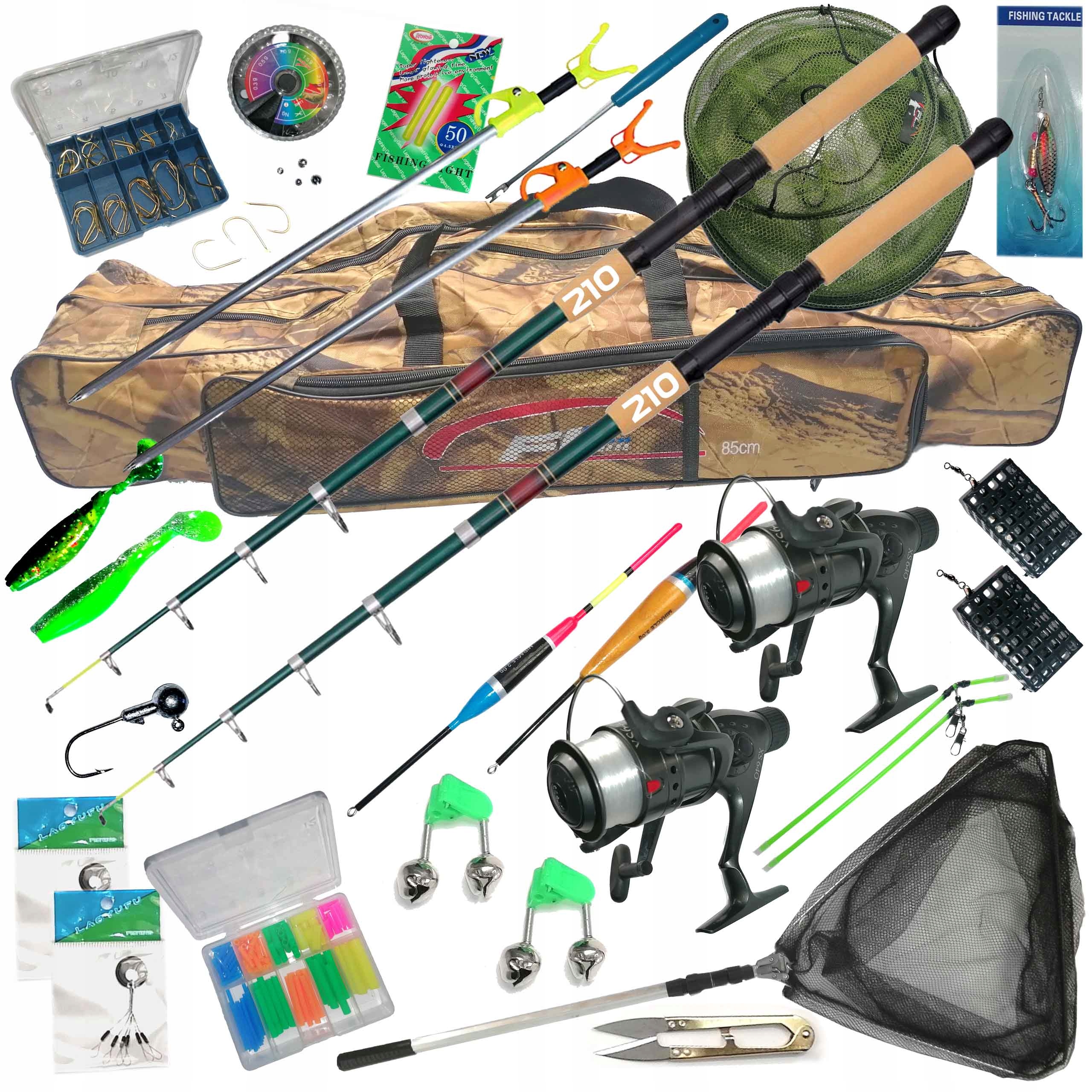 Rybářská sada 2 pruty Classic 2 navijáky s vlascem pouzdro podběrák