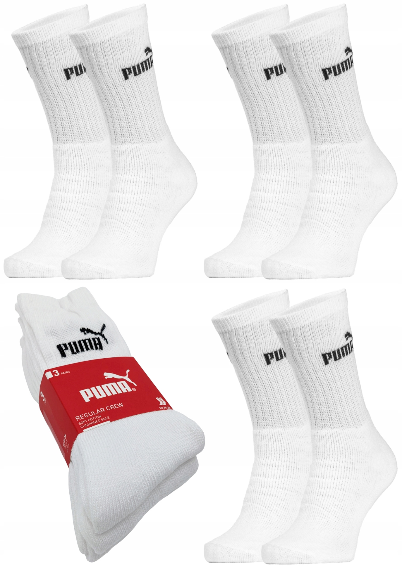 

Skarpetki Wysokie Białe Puma 3 Pak Oryginał 39-42