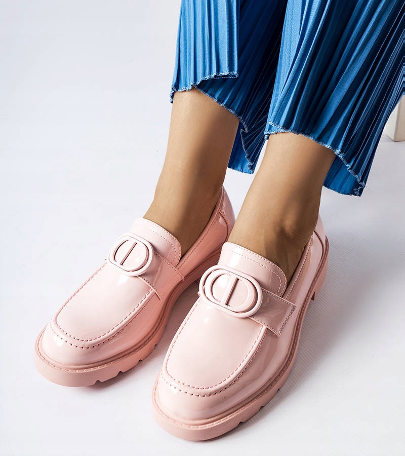 Różowe eleganckie lakierowane mokasyny 25023 38 Płeć kobieta