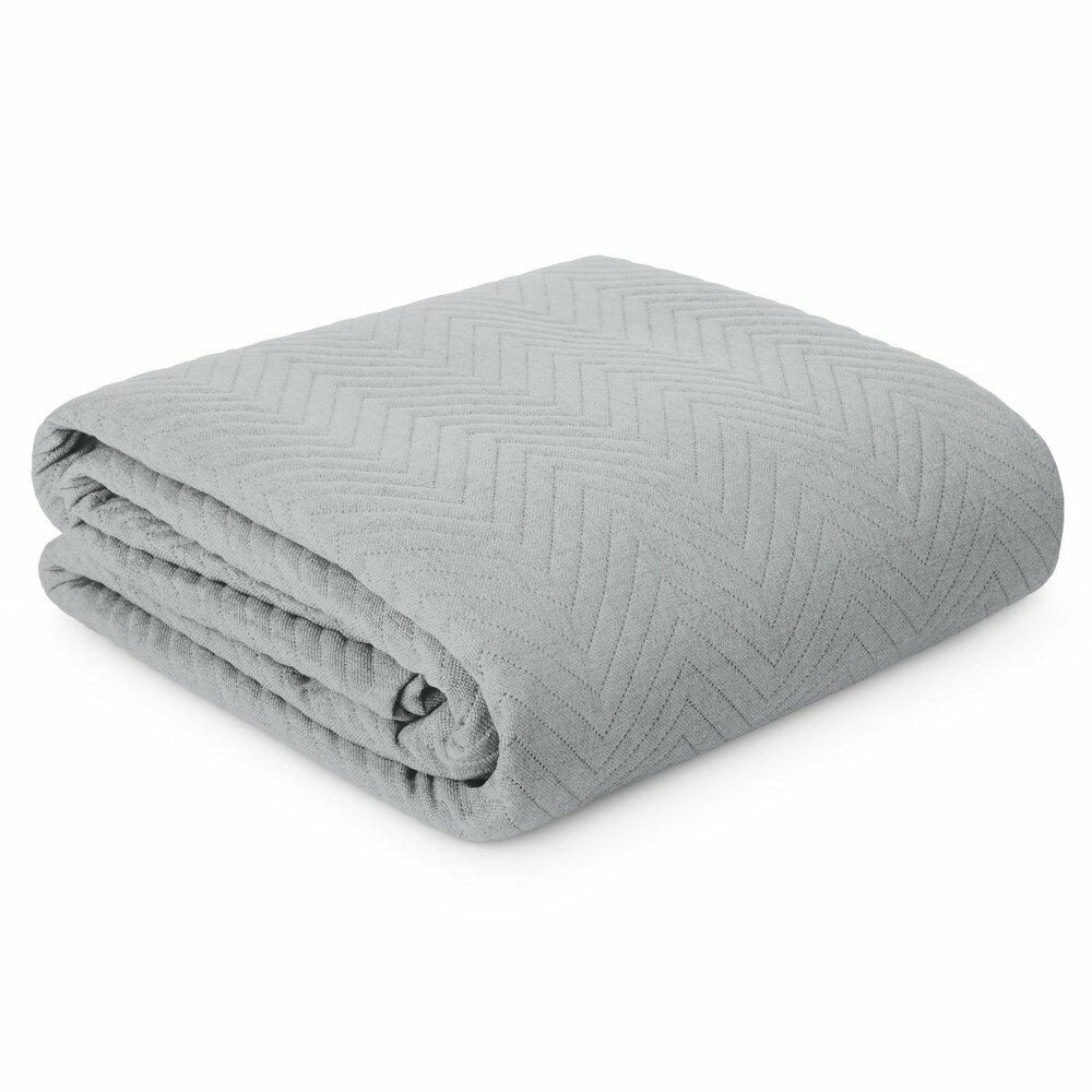 Přikrývka LEN/3 170x210 cm stříbrná jedle prošívaná na postel pohovku boho