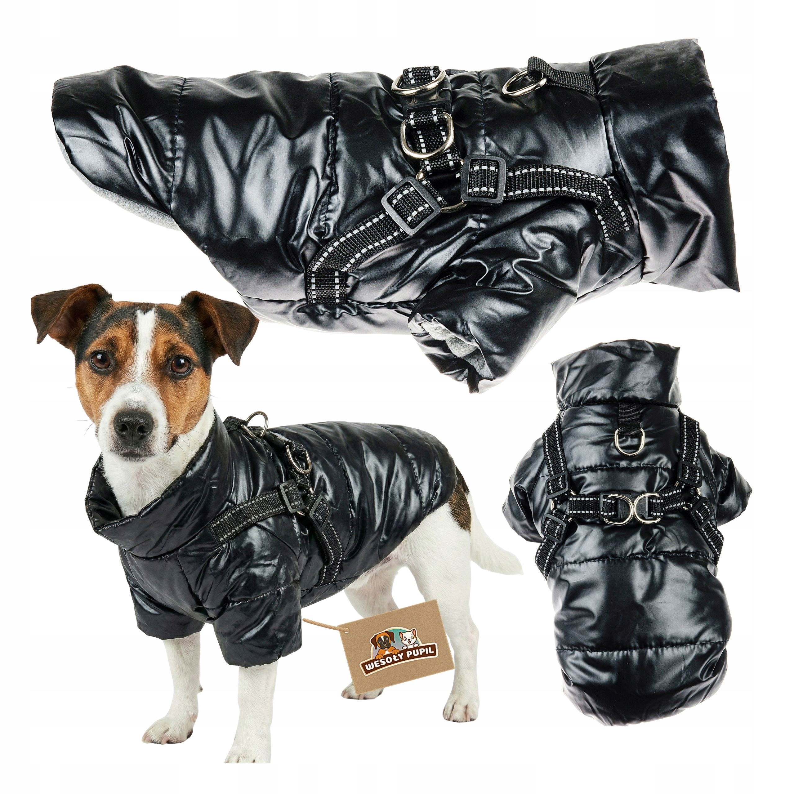Levně Oblečení pro psa na zimu s postrojem 2v1 teplá bunda malý střední pes S
