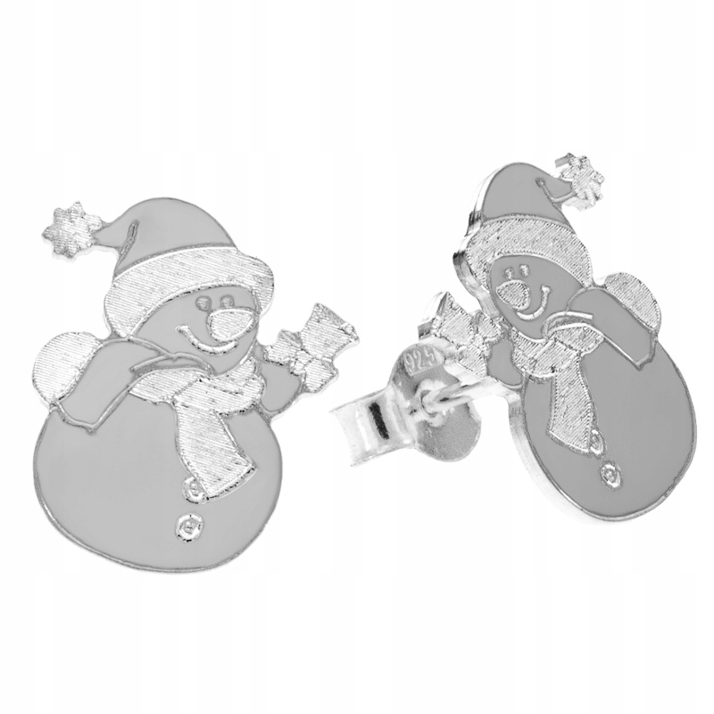 Stříbrné Náušnice Vánoční Sněhuláci Sněhulák 925