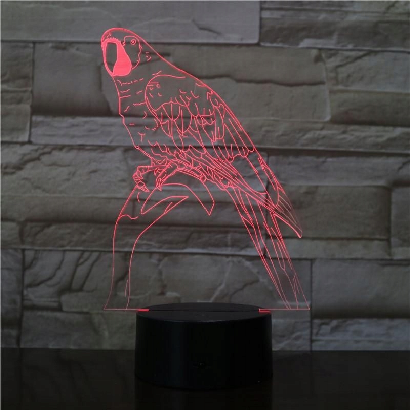 Lampka Nocna 3D Led PAPUGA USB + PILOT Rodzaj lampka