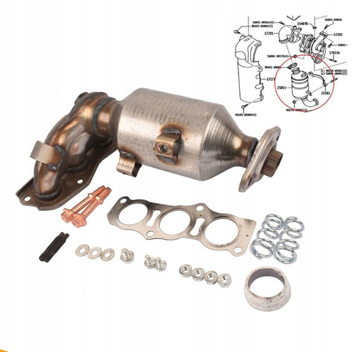 KATALIZATOR ZESTAW MONTAŻOWY CITROEN C1 PEUGEOT 107 TOYOTA AYGO 1.0 12V