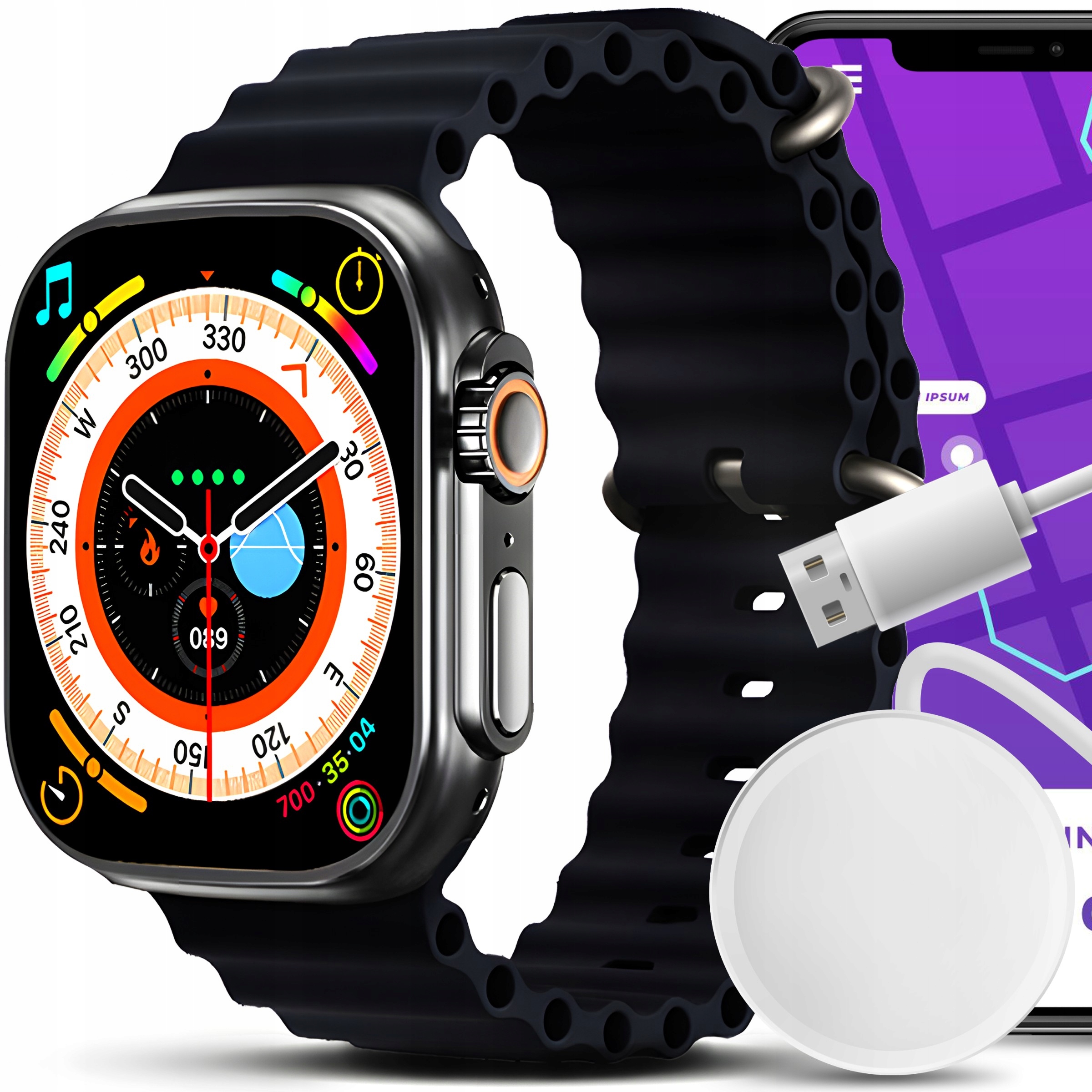 SMARTWATCH ZEGAREK WODOODPORNY SPORT PULS CIŚNIENIE POWIADOMIENIA IP67