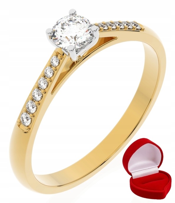 Zlatý Prstýnek 585 14k Diamant Lab Brylant 0,19 ct R0