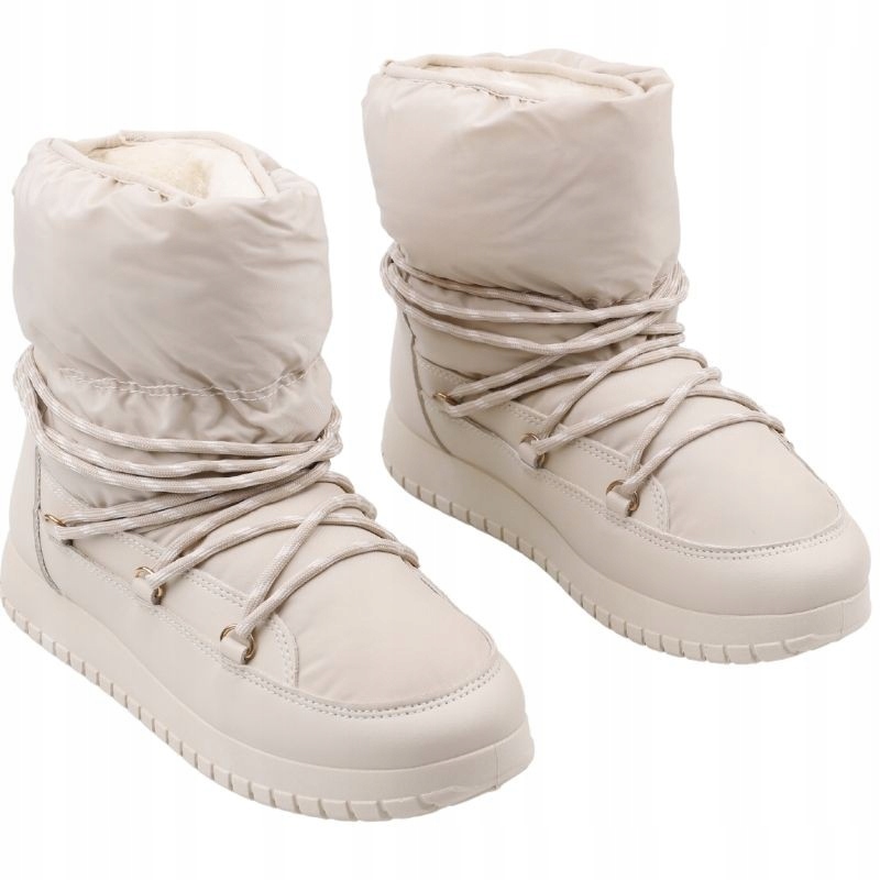 ŚNIEGOWCE DAMSKIE MOCNO OCIEPLANE BOTKI BUTY ZIMOWE PLATFORMA CIEPŁE BEŻOWE Stan opakowania oryginalne