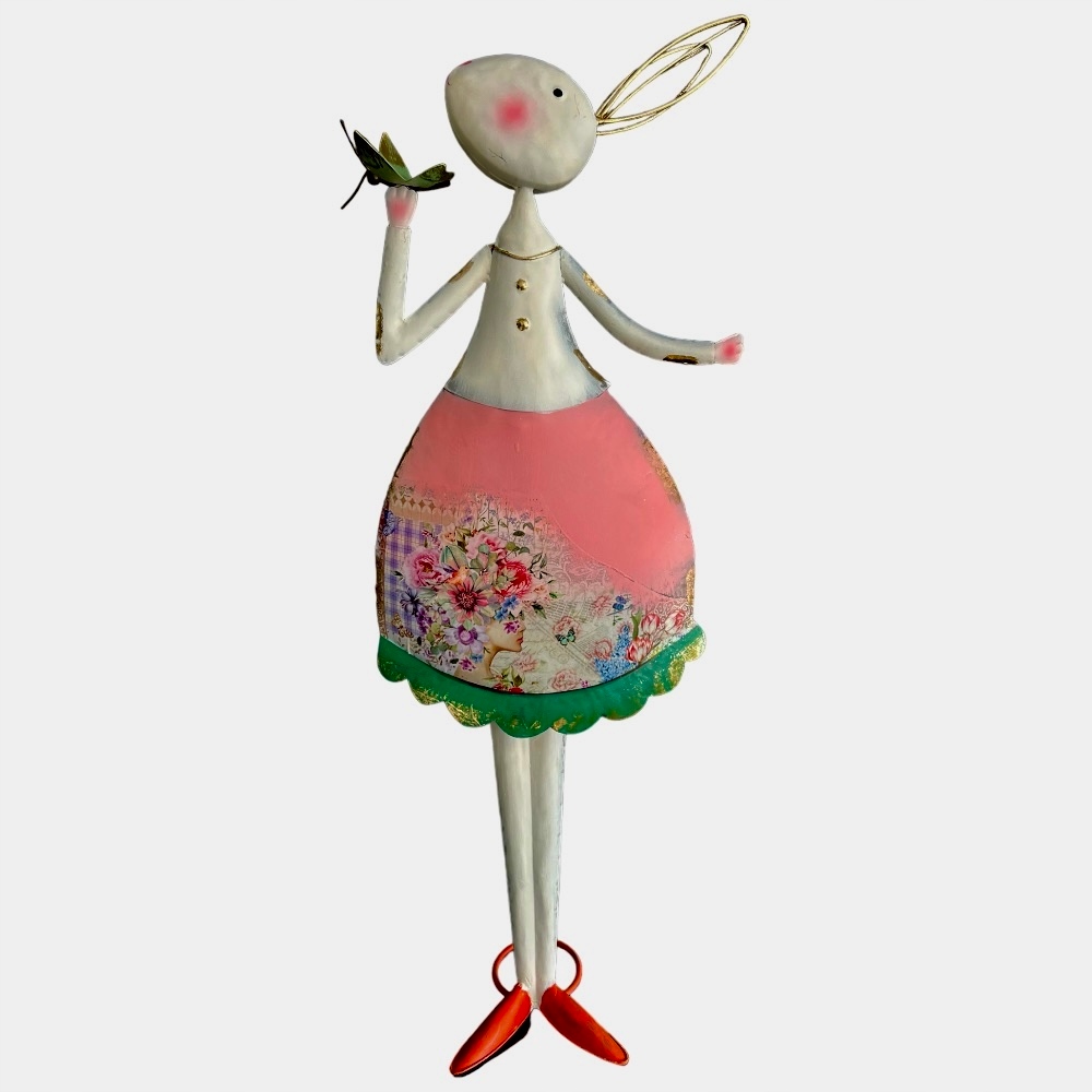 Veľkonočná Figúrka Pani Zajacka Z Kovu Veľkonočná Ozdoba