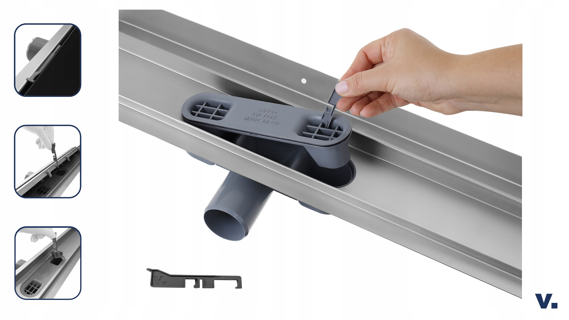 Odpływ liniowy przyścienny VOGI SZKŁO CZARNE 70 cm Rodzaj liniowy