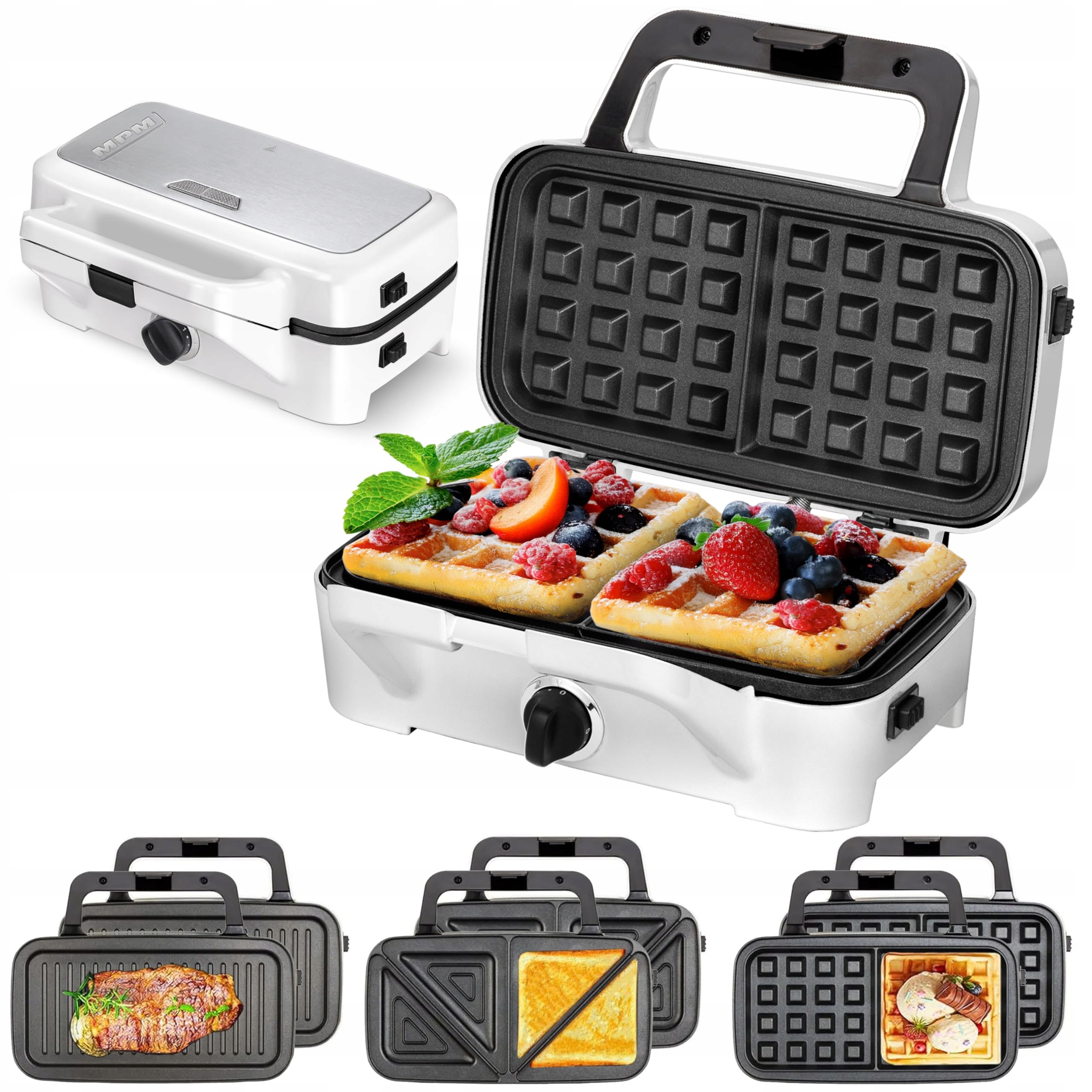Sendvičovač 3V1 Mpm MOP-33M Vaflovač Gril Na Sendviče Toustovač Sandwich 1200W