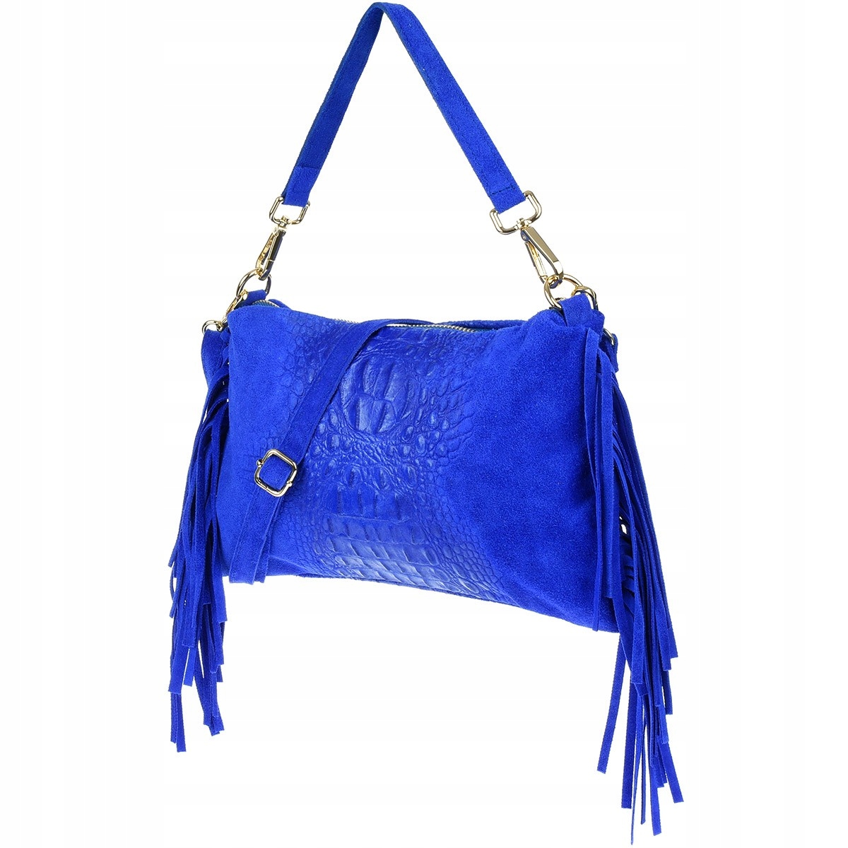 Dámská italská kožená chrpová kabelka s horizontálním střapcem Z24