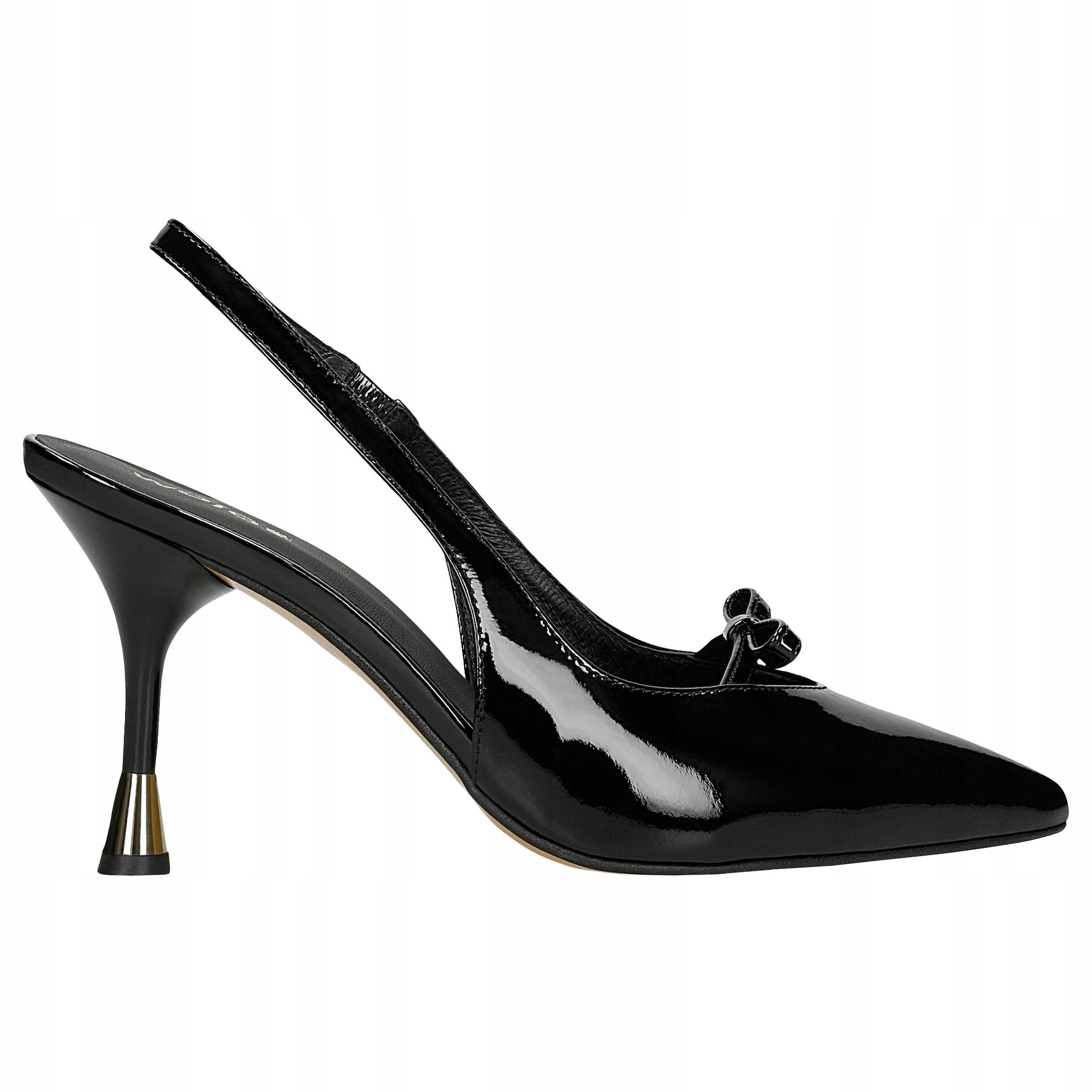 Černé lakované lodičky s mašličkou, velikost vel.