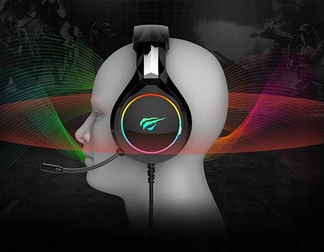 Słuchawki gamingowe dla graczy mikrofon LED RGB PC Cechy dodatkowe Giętki regulowany mikrofon Głośność 109dB Podświetlenie RGB