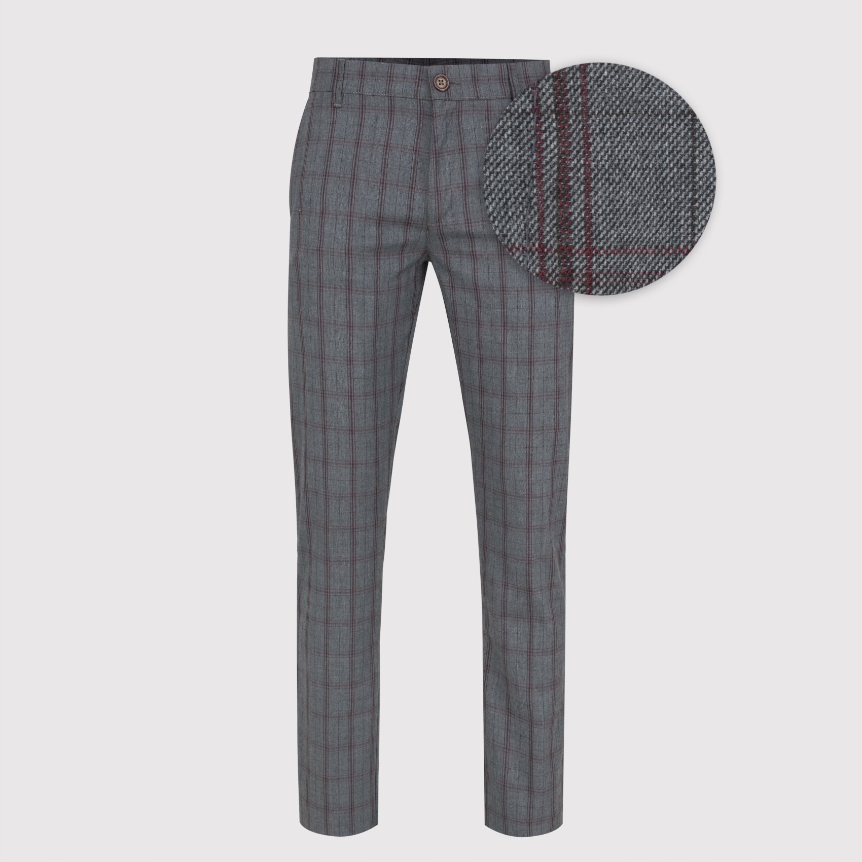 Šedé pánské kalhoty s vínovou kostkou Pako Lorente vel L32 W33