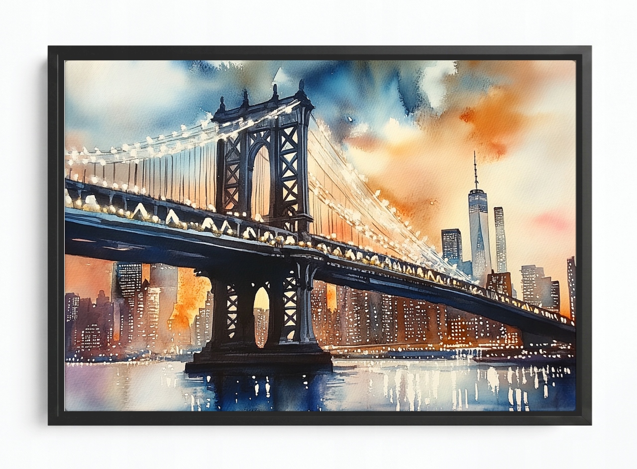 Obraz Rama American Box Město New York Usa Manhattan Most Slunce 120x80
