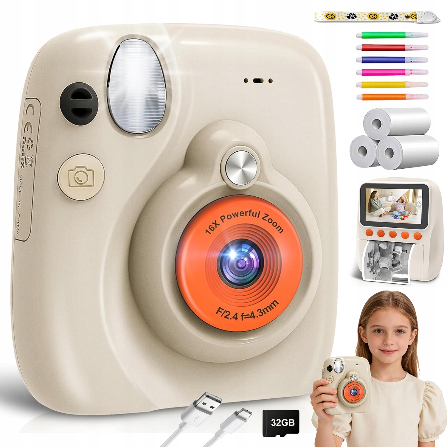 Digitální Fotoaparát Pro Děti 48 Mp Nahrávání 2.5K Uhd 5 Her Nabíjení Type-c