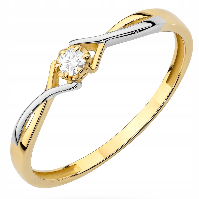 Złoty Pierścionek 333 Dwukolorowy z Cyrkonią r.17